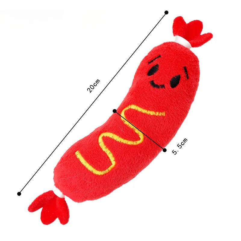 Hot Dog Squeaky Plush Toy