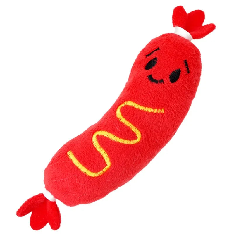 Hot Dog Squeaky Plush Toy