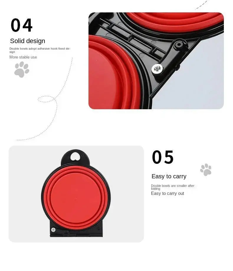 2 in 1 Collapsible Dog Travel Double Bowl