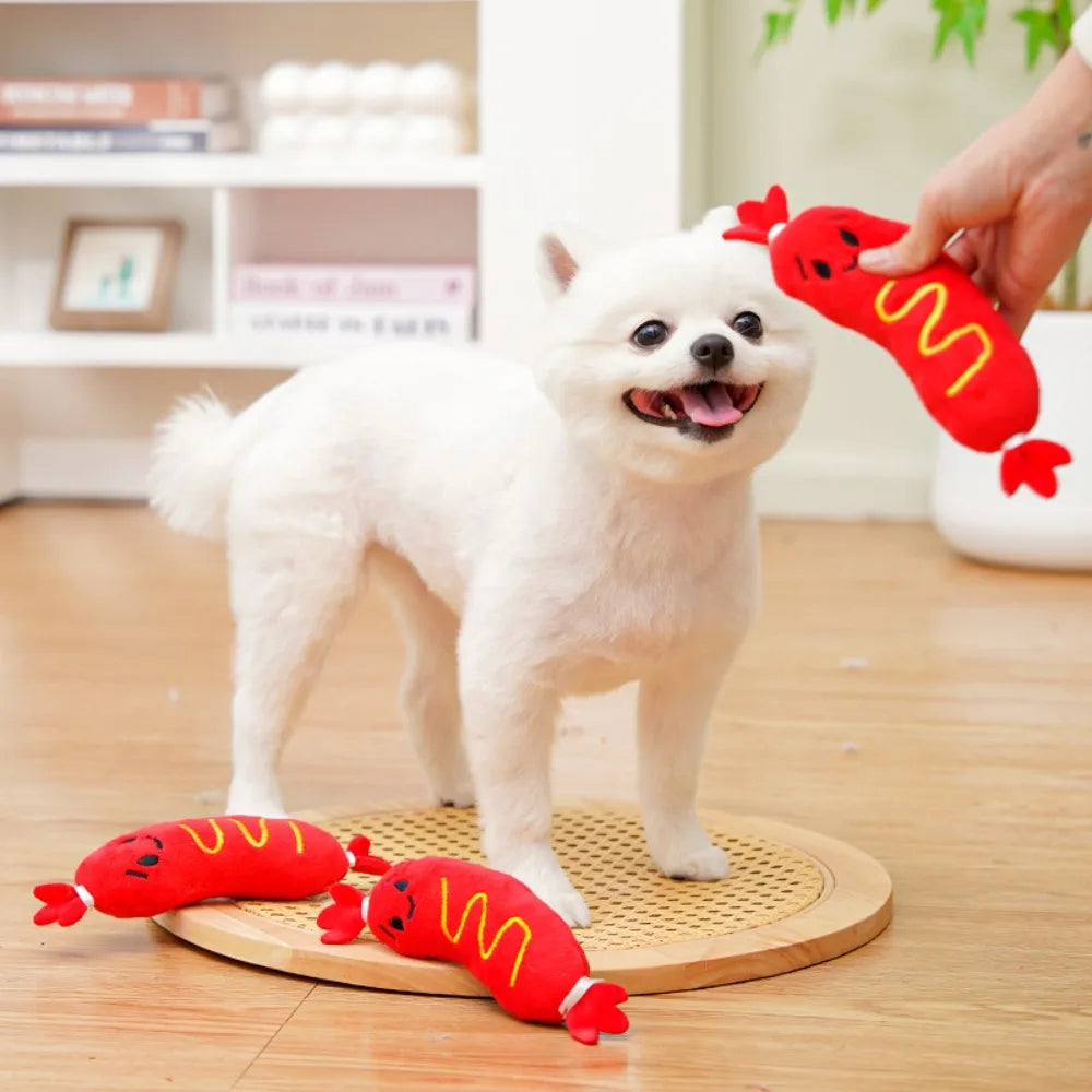 Hot Dog Squeaky Plush Toy