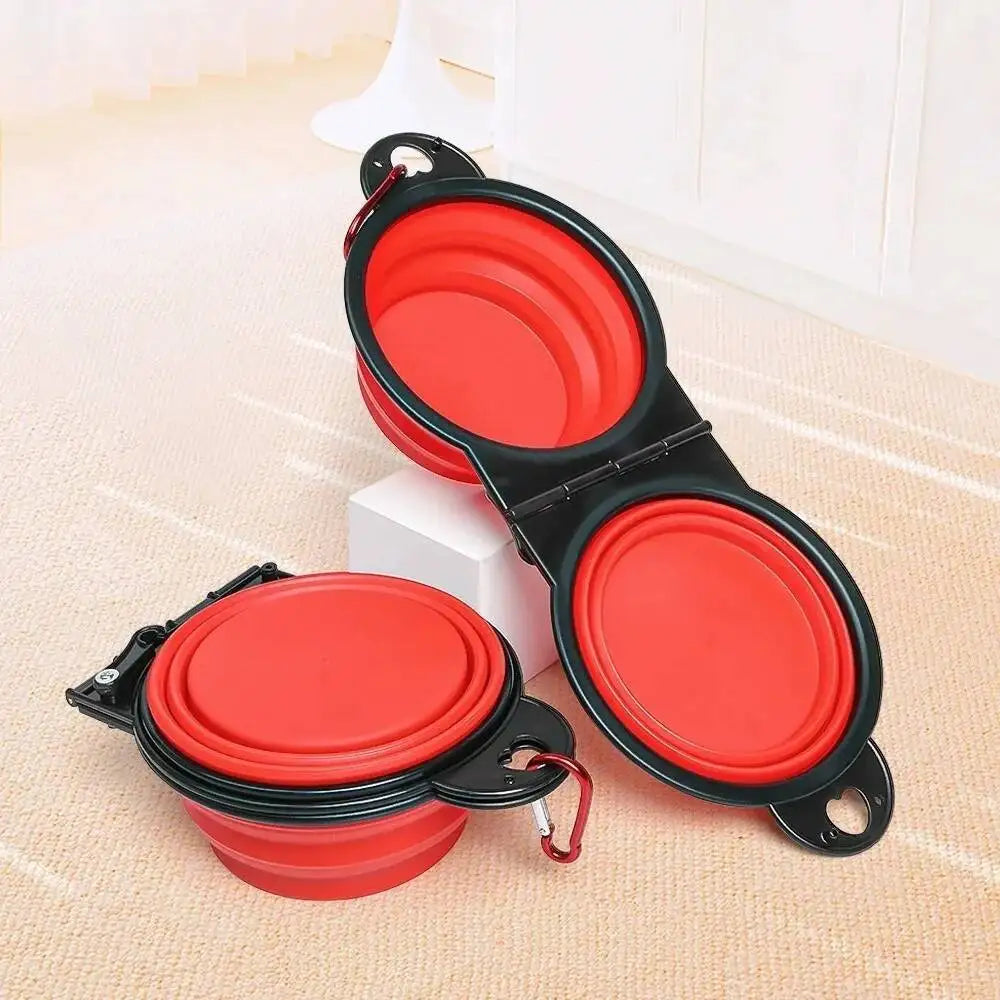 2 in 1 Collapsible Dog Travel Double Bowl