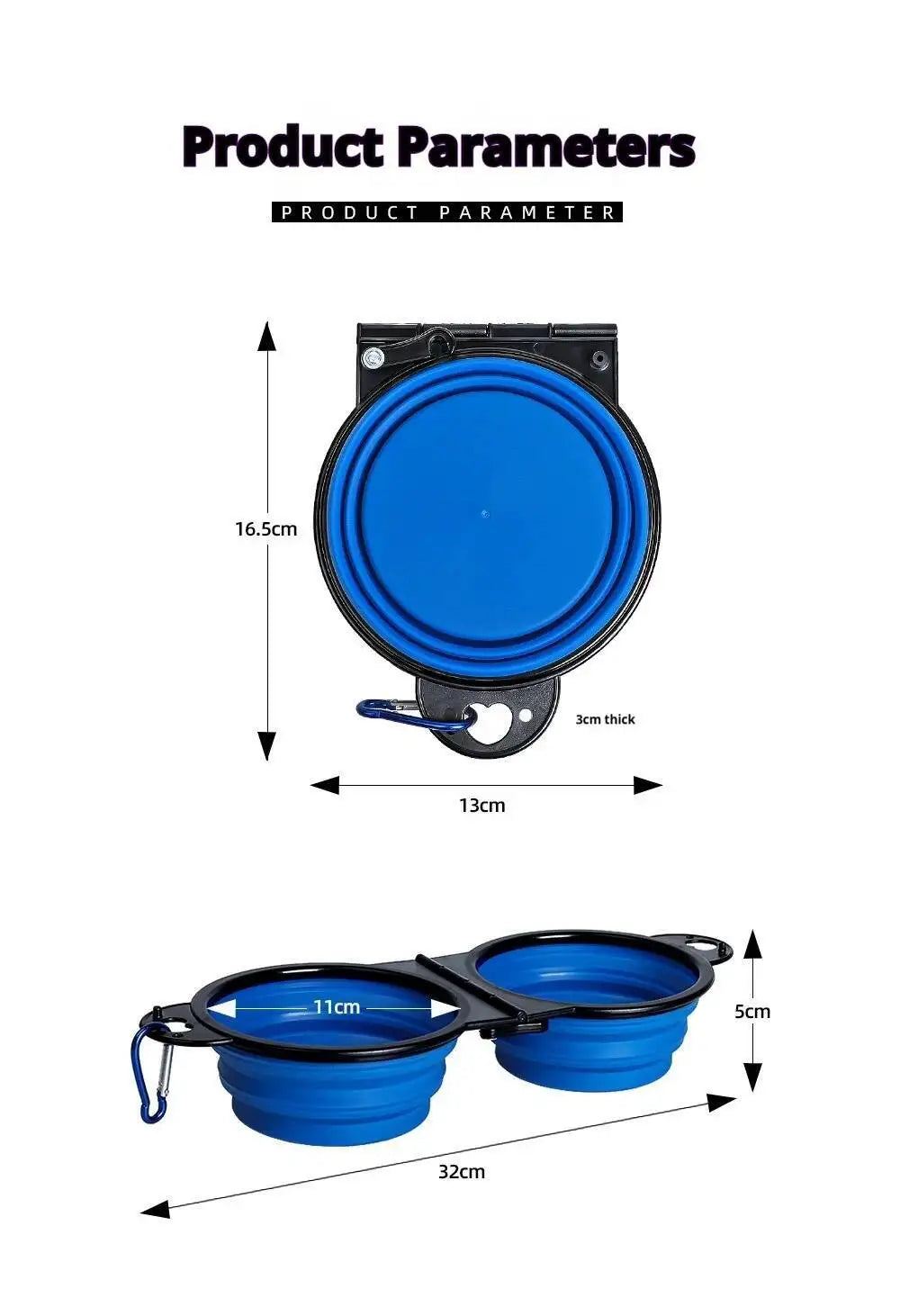 2 in 1 Collapsible Dog Travel Double Bowl