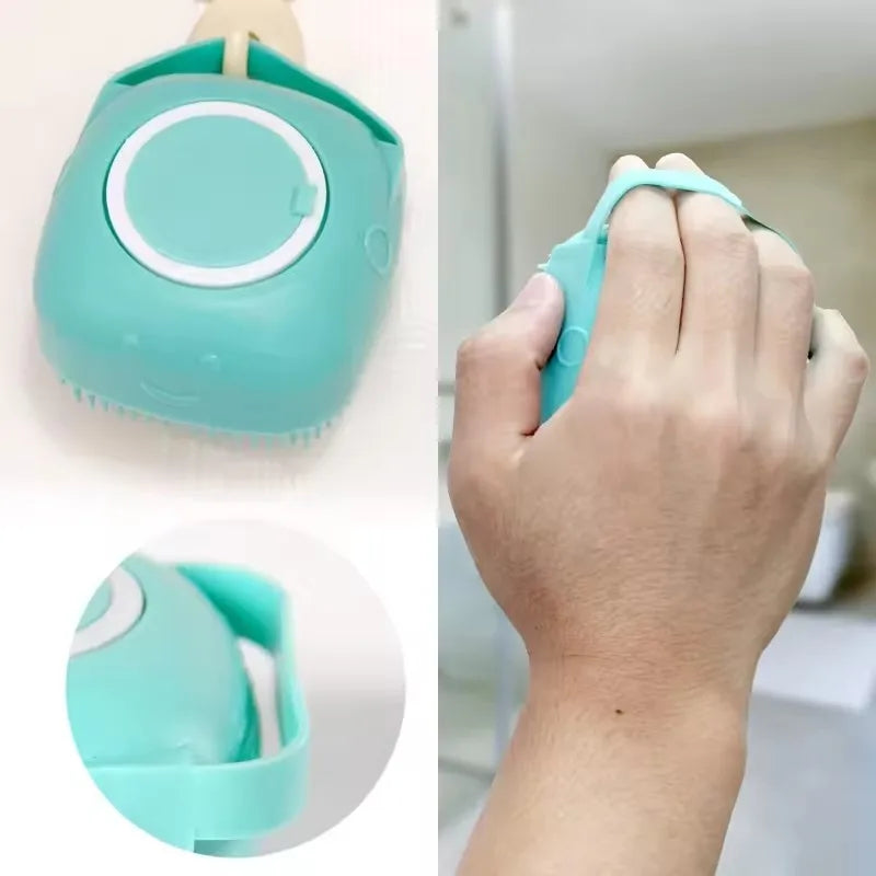 2 in 1 Pet Bathing Brush W/ Handle