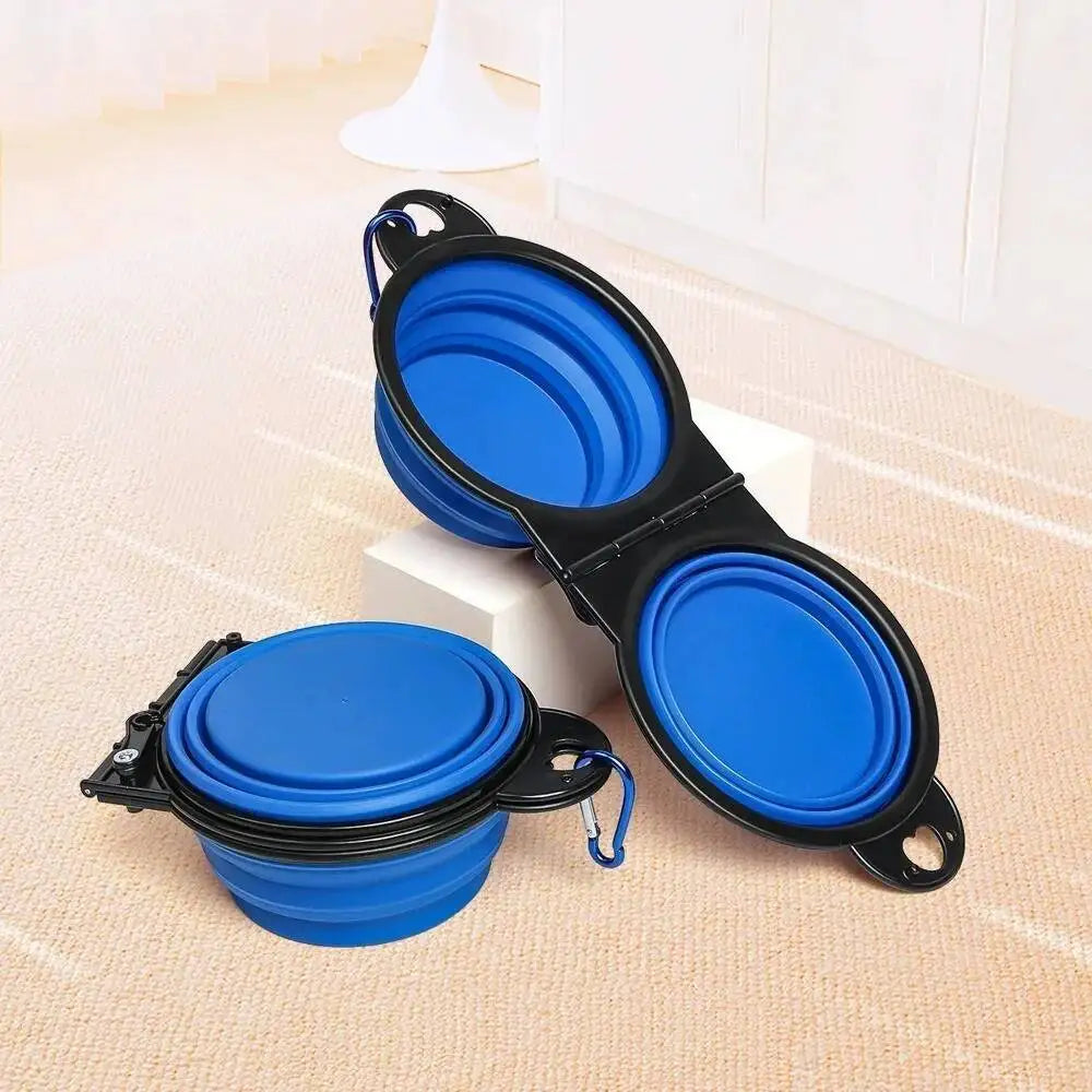 2 in 1 Collapsible Dog Travel Double Bowl