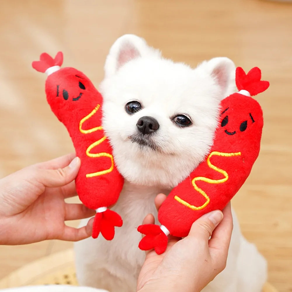 Hot Dog Squeaky Plush Toy