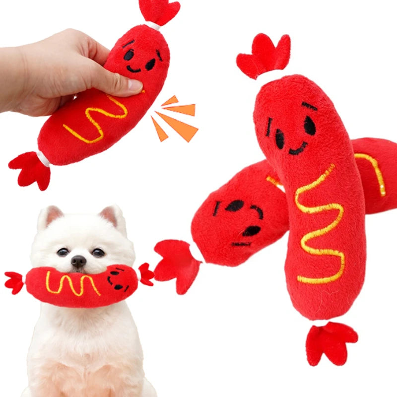 Hot Dog Squeaky Plush Toy