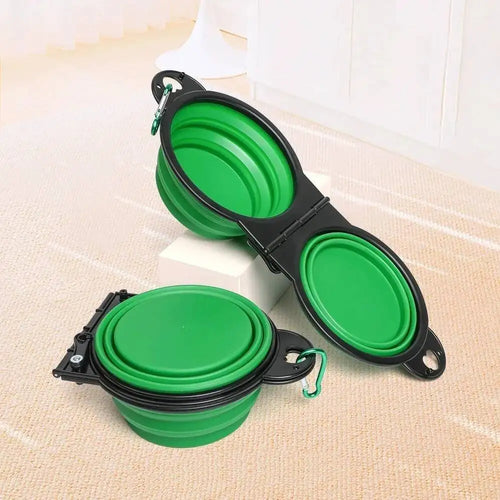 2 in 1 Collapsible Dog Travel Double Bowl