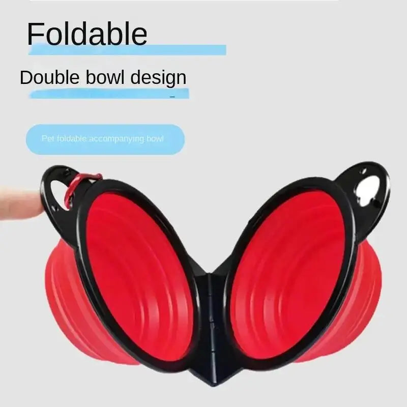 2 in 1 Collapsible Dog Travel Double Bowl