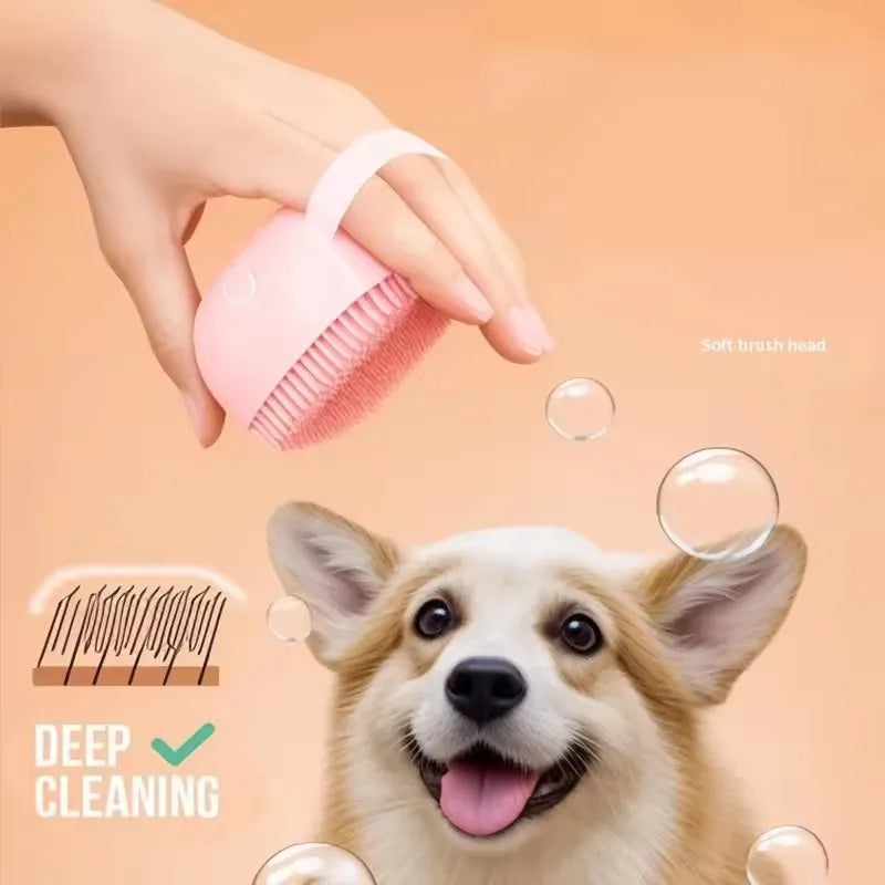 2 in 1 Pet Bathing Brush W/ Handle