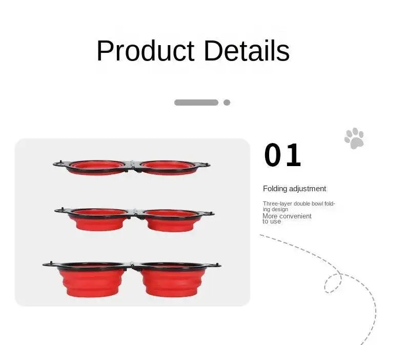 2 in 1 Collapsible Dog Travel Double Bowl