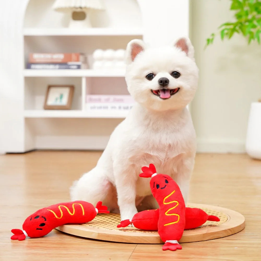 Hot Dog Squeaky Plush Toy