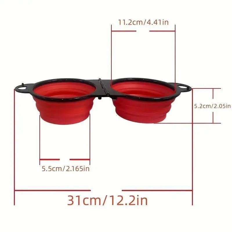 2 in 1 Collapsible Dog Travel Double Bowl