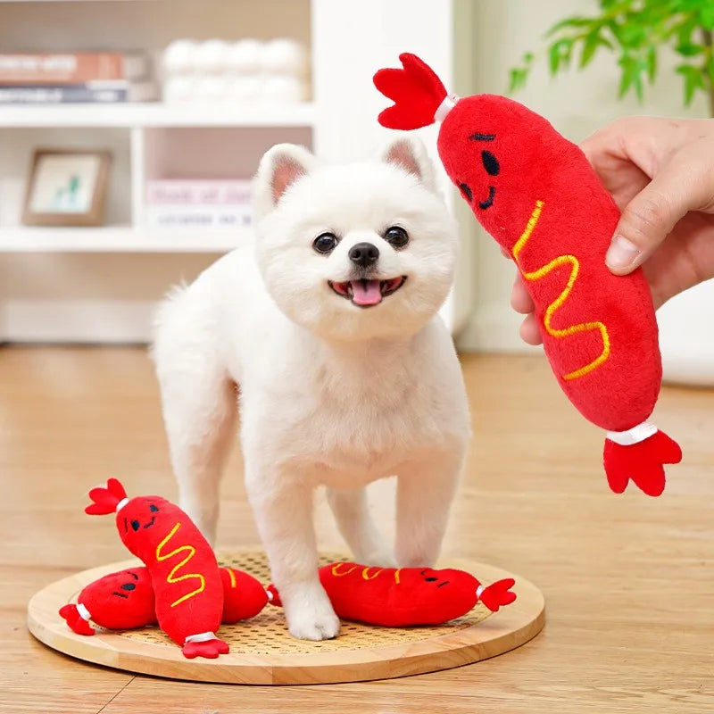 Hot Dog Squeaky Plush Toy