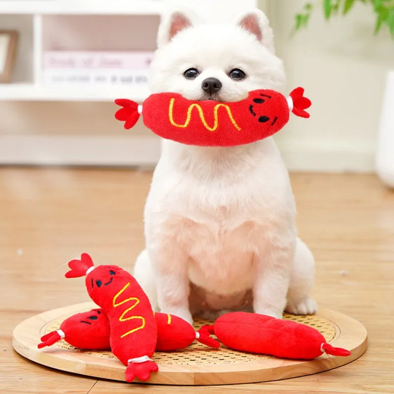 Hot Dog Squeaky Plush Toy