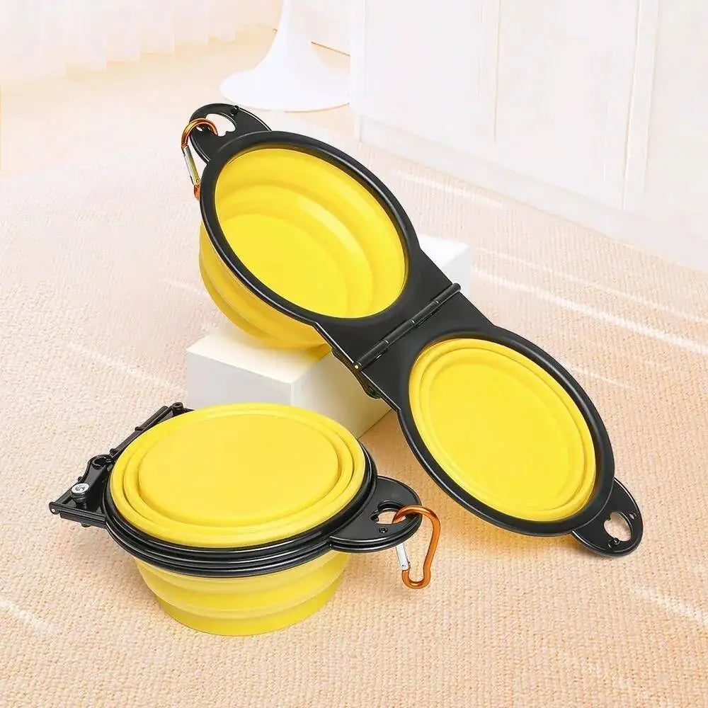 2 in 1 Collapsible Dog Travel Double Bowl