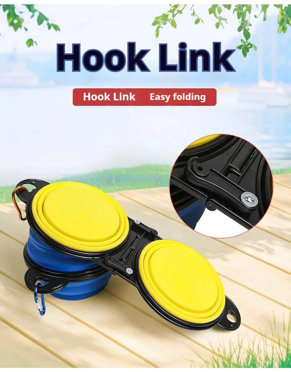 2 in 1 Collapsible Dog Travel Double Bowl
